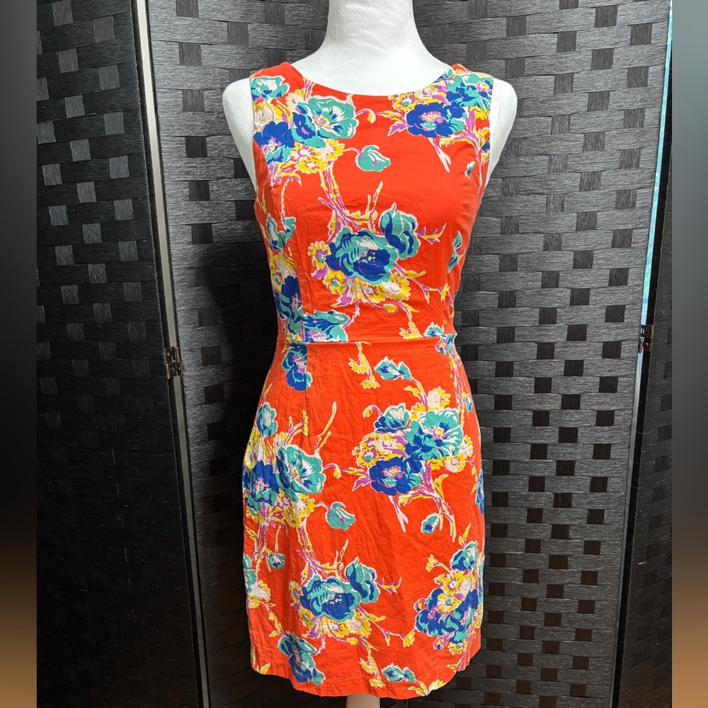 Forever 21 Floral Sheath Dress Womens S Sleeveless Above Knee Tropical‎ Beachy